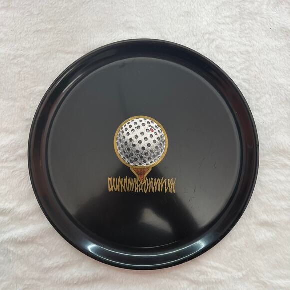 Couroc of Monterey Golf Themed Hand Inlaid Plate Tray Platter10.5" MCM - Picture 1 of 8